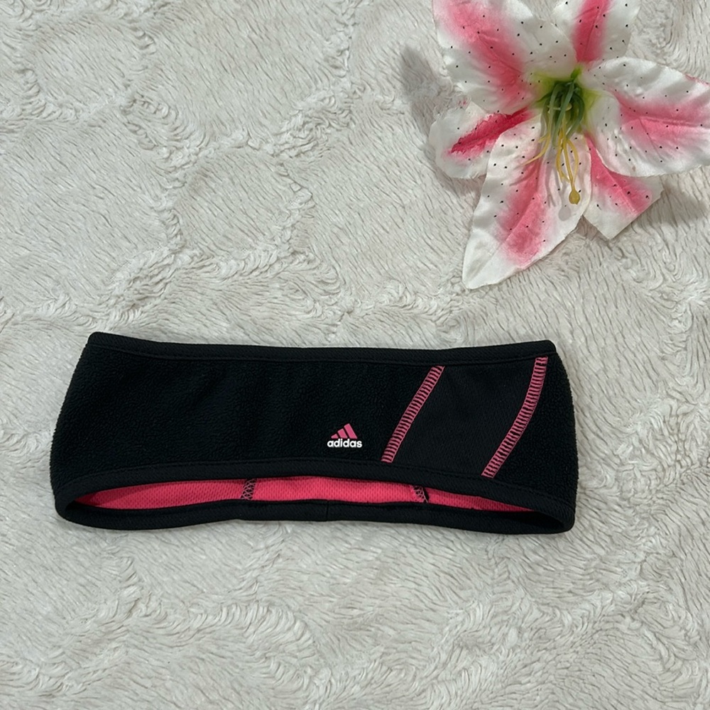 Adidas Climawarm Black w/Hot Pink Fleece Athletic Headband